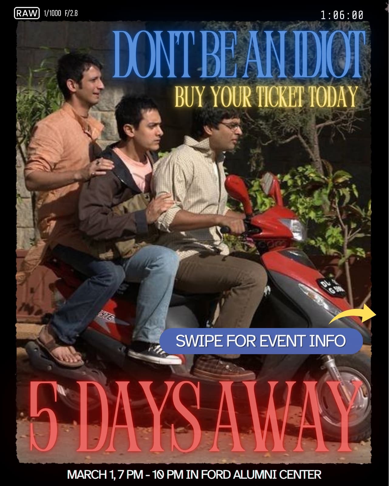 5 days away ticket push post