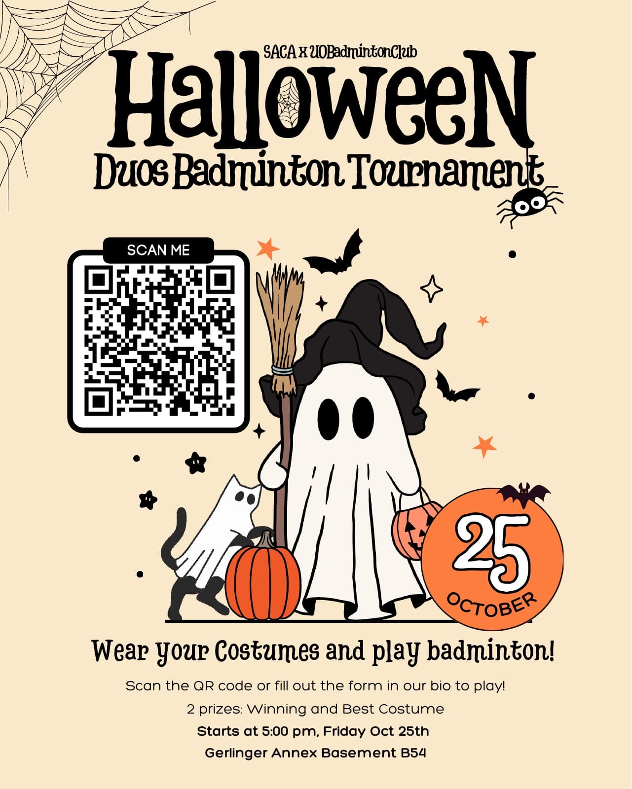 Halloween badminton tournament collab post