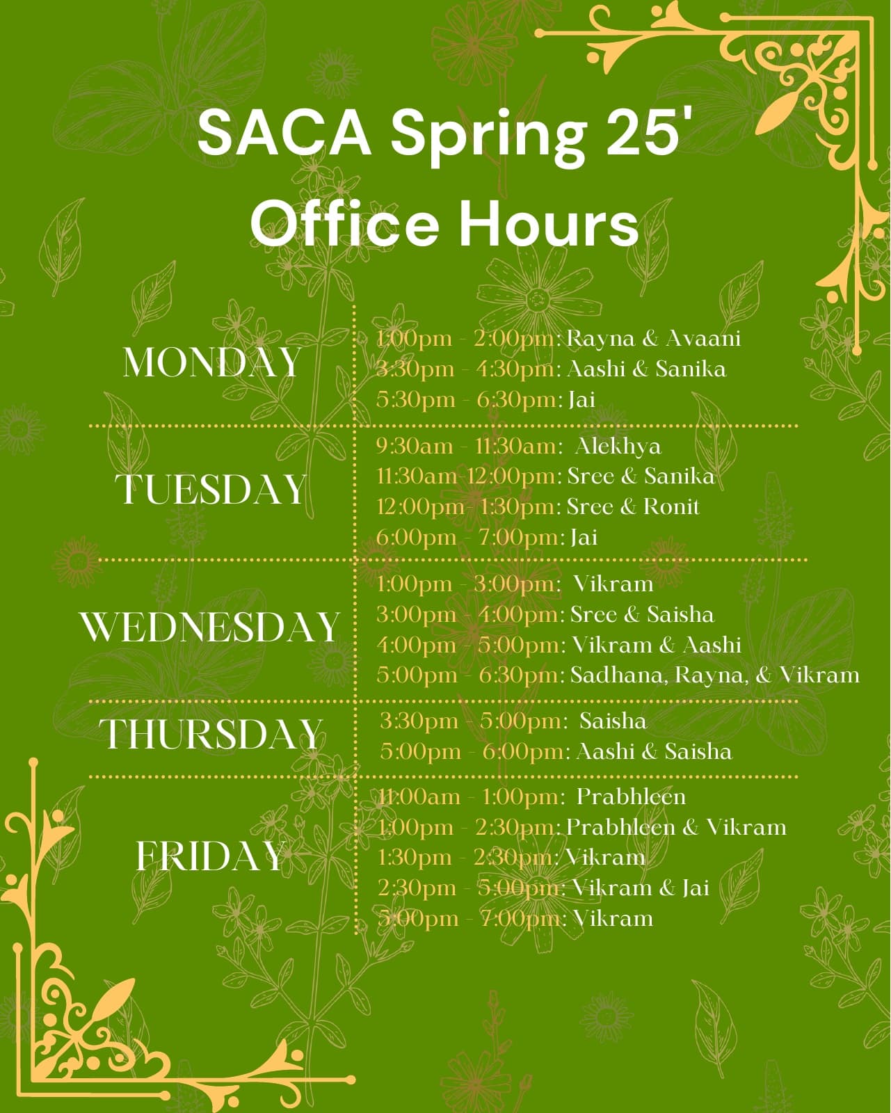 Spring office hours graphic